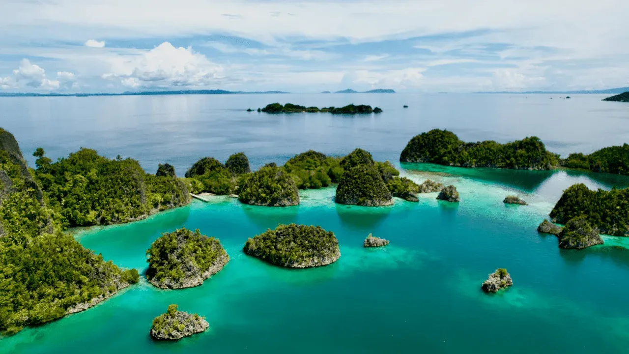 Aerial view of Piaynemo Islands, Raja Ampat